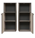 Badezimmer Kommode Feliz in Kaschmir Grau mit Leistenoptik, Badschrank 40 x 95 cm