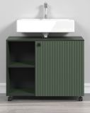 Waschbeckenunterschrank Feliz in gr�n Badschrank auf Rollen 80 cm