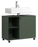 Waschbeckenunterschrank Feliz in gr�n Badschrank auf Rollen 80 cm