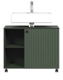 Waschbeckenunterschrank Feliz in gr�n Badschrank auf Rollen 80 cm