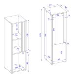 Badezimmer Midischrank Center in grau matt und Wotan Eiche Badm�bel Kommode 34 x 114 cm