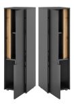 Badezimmer Midischrank Center in grau matt und Wotan Eiche Badm�bel Kommode 34 x 114 cm