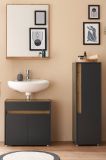 Badm�bel Set 3-teilig Center in grau matt und Wotan Eiche Badkombination 114 cm