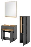 Badm�bel Set 3-teilig Center in grau matt und Wotan Eiche Badkombination 114 cm