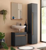 Badm�bel Set 3-teilig Center in grau matt und Wotan Eiche Badkombination 114 cm