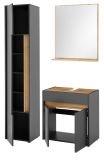 Badm�bel Set 3-teilig Center in grau matt und Wotan Eiche Badkombination 114 cm