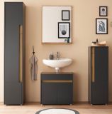 Badm�bel Set 4-teilig Center in grau matt und Wotan Eiche Badkombination 168 cm
