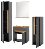 Badm�bel Set 4-teilig Center in grau matt und Wotan Eiche Badkombination 168 cm
