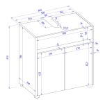 Waschbeckenunterschrank Center in wei� und Wotan Eiche Badezimmer Unterschrank 60 cm