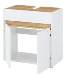 Waschbeckenunterschrank Center in wei� und Wotan Eiche Badezimmer Unterschrank 60 cm