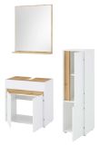 Badm�bel Set 3-teilig Center in wei� und Wotan Eiche Badkombination 114 cm