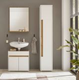 Badm�bel Set 3-teilig Center in wei� und Wotan Eiche Badkombination 114 cm
