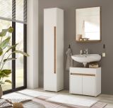 Badm�bel Set 3-teilig Center in wei� und Wotan Eiche Badkombination 114 cm