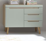 Garderobe Set 3-teilig Isgard in Pistazie matt und Scandi Eiche Garderobenkombination skandinavisch 227 x 197 cm