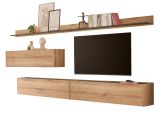 Wohnwand Center in Evoke Eiche und grau Set 5-teilig mit XXL TV-Board 340 cm