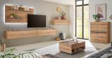 Wohnwand Center in Evoke Eiche und grau Set 4-teilig mit XXL-TV-Schrank 400 cm