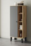Badezimmer Midischrank Torsby in grau und Evoke Eiche Badm�bel Kommode 51 x 128 cm