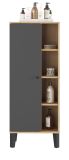 Badezimmer Midischrank Torsby in grau und Evoke Eiche Badm�bel Kommode 51 x 128 cm