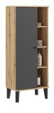 Badezimmer Midischrank Torsby in grau und Evoke Eiche Badm�bel Kommode 51 x 128 cm