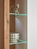 Vitrine Rivian in wei� matt und Evoke Eiche Vitrinenschrank 80 x 195 cm