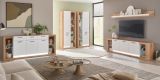 Vitrine Rivian in wei� matt und Evoke Eiche Vitrinenschrank 80 x 195 cm