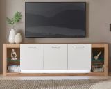 TV-Lowboard Rivian in wei� matt und Evoke Eiche TV Unterteil in Komforth�he XL-Board 198 x 61 cm