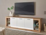 TV-Lowboard Rivian in wei� matt und Evoke Eiche TV Unterteil in Komforth�he XL-Board 198 x 61 cm
