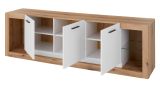TV-Lowboard Rivian in wei� matt und Evoke Eiche TV Unterteil in Komforth�he XL-Board 198 x 61 cm