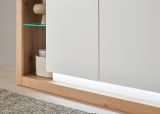 Wohnwand Rivian in wei� matt und Evoke Eiche Wohnkombination Set 3-teilig 298 cm
