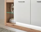TV-Lowboard und Wandboard Rivian in wei� matt und Evoke Eiche Wohnkombination Set 2-teilig 198 cm