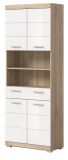Badezimmer Hochschrank Mambo in wei� Hochglanz und Sonoma Eiche Badschrank 74 x 191 cm