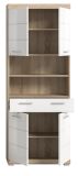 Badezimmer Hochschrank Mambo in wei� Hochglanz und Sonoma Eiche Badschrank 74 x 191 cm