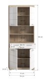 Badezimmer Hochschrank Mambo in wei� Hochglanz und Sonoma Eiche Badschrank 74 x 191 cm
