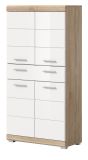 Badezimmer Midischrank Mambo in wei� Hochglanz und Sonoma Eiche Badschrank 74 x 141 cm