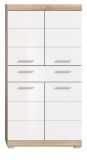Badezimmer Midischrank Mambo in wei� Hochglanz und Sonoma Eiche Badschrank 74 x 141 cm