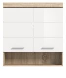 Badezimmer H�ngeschrank Mambo in wei� Hochglanz und Sonoma Eiche Badschrank h�ngend 74 x 79 cm