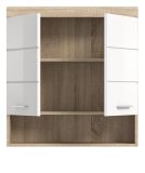 Badezimmer H�ngeschrank Mambo in wei� Hochglanz und Sonoma Eiche Badschrank h�ngend 74 x 79 cm