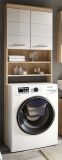 Waschmaschinenschrank Mambo in wei� Hochglanz und Sonoma Eiche Waschmaschinen �berbau 63 x 191 cm