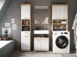 Waschmaschinenschrank Mambo in wei� Hochglanz und Sonoma Eiche Waschmaschinen �berbau 63 x 191 cm