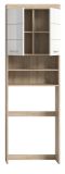 Waschmaschinenschrank Mambo in wei� Hochglanz und Sonoma Eiche Waschmaschinen �berbau 63 x 191 cm