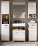 Badm�bel Set 5-teilig Mambo in wei� Hochglanz und Sonoma Eiche Badkombination 164 x 191 cm