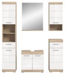 Badm�bel Set 5-teilig Mambo in wei� Hochglanz und Sonoma Eiche Badkombination 164 x 191 cm