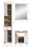 Badm�bel Set 3-teilig Mambo in wei� Hochglanz und Sonoma Eiche Badkombination 112 x 191 cm