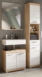 Badm�bel Set 3-teilig Mambo in wei� Hochglanz und Sonoma Eiche Badkombination 112 x 191 cm
