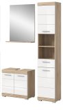 Badm�bel Set 3-teilig Mambo in wei� Hochglanz und Sonoma Eiche Badkombination 112 x 191 cm