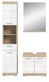 Badm�bel Set 3-teilig Mambo in wei� Hochglanz und Sonoma Eiche Badkombination 112 x 191 cm