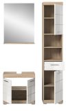 Badm�bel Set 3-teilig Mambo in wei� Hochglanz und Sonoma Eiche Badkombination 112 x 191 cm