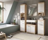 Badm�bel Set 4-teilig Mambo in wei� Hochglanz und Sonoma Eiche Badkombination 112 x 191 cm