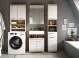 Badm�bel Set 4-teilig Mambo in wei� Hochglanz und Sonoma Eiche Badkombination 190 x 191 cm