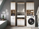 Badm�bel Set 4-teilig Mambo in wei� Hochglanz und Sonoma Eiche Badkombination 190 x 191 cm